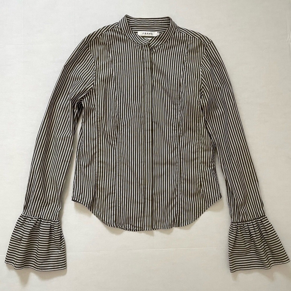 Frame Size Small Bell Sleeve Button Down Top, Sag… - image 5